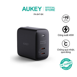 Combo sạc Aukey PA-B4T và cáp sạc CB-KCC102 hỗ trợ sạc nhanh nhỏ gọn dành cho Laptop và Macbook