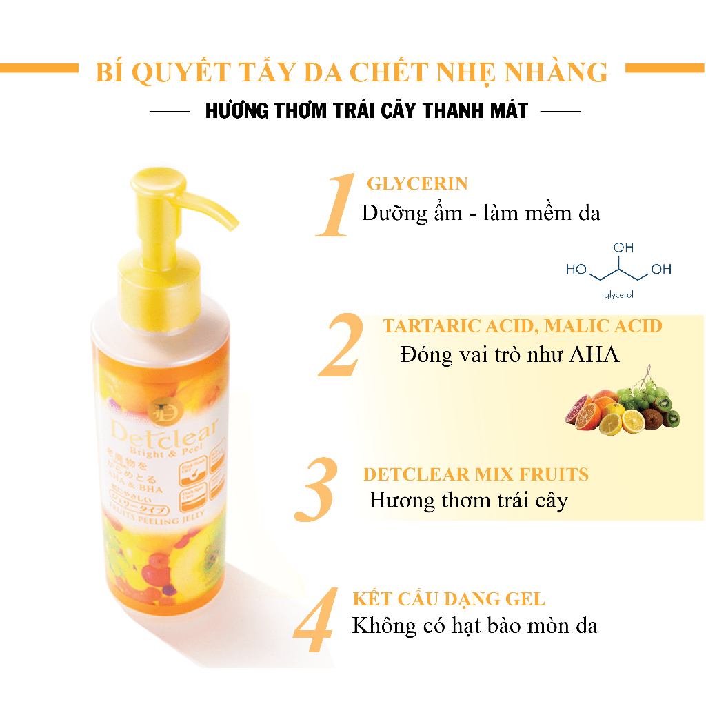 Gel Tẩy Tế Bào Chết Meishoku Detclear AHA & BHA Sáng Da & Mờ Thâm 180ml