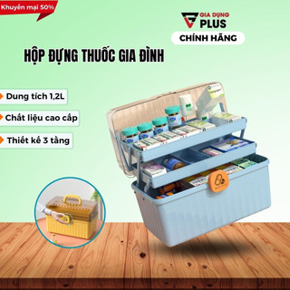 Hộp đựng thuốc mini, hộp đựng thuốc y tế có quai sách, hộp lưu trữ y tế khẩn cấp 3 tầng đựng chia thuốc gia đình -YT01