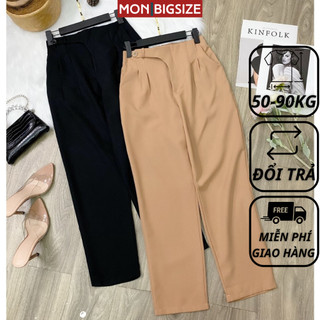 Quần bigsize nữ đi chơi sang chảnh kiểu dáng đứng nút bên chất cotton lạnh MON big size 50 - 90kg