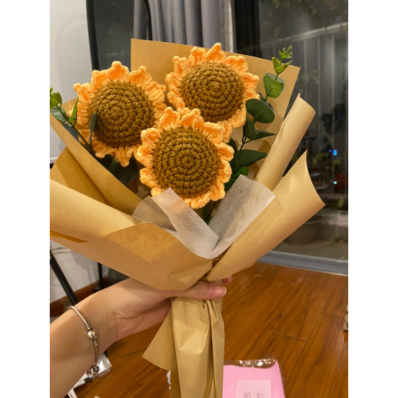 Hoa hướng dương len móc bó 1-3 bông