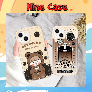 Ốp Điện Thoại TPU trong gân in hình trà sữa nâu   Mềm Trong Suốt Chống Sốc Cho IPhone 1411 12 Pro XS 7 8 Plus Nine