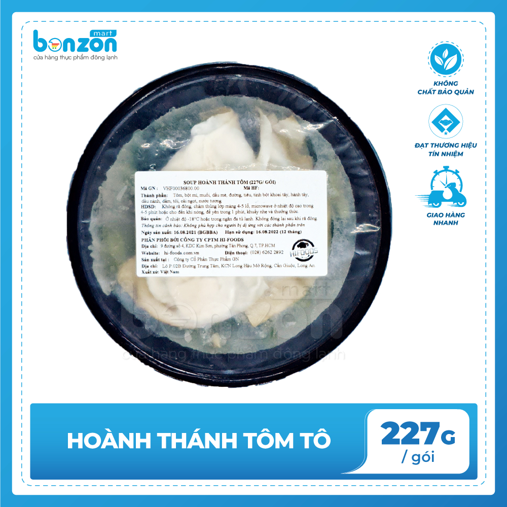 Bonzon - Hoành thánh tôm tô 227g