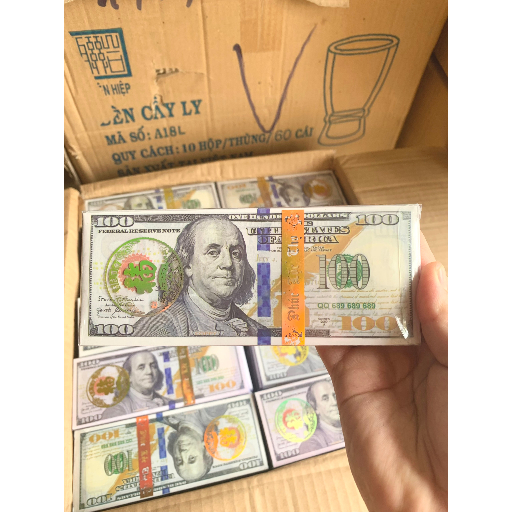 Tiền đô la âm phủ 200 tờ mệnh giá 50k, 100k, 200k, 500k hàng mã đóng hộp nhãn vàng cao cấp