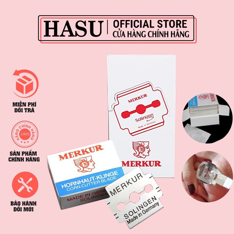 Dao lam mài gót Merkur - lưỡi dao lam mài gót chân thay thế hộp 100pcs