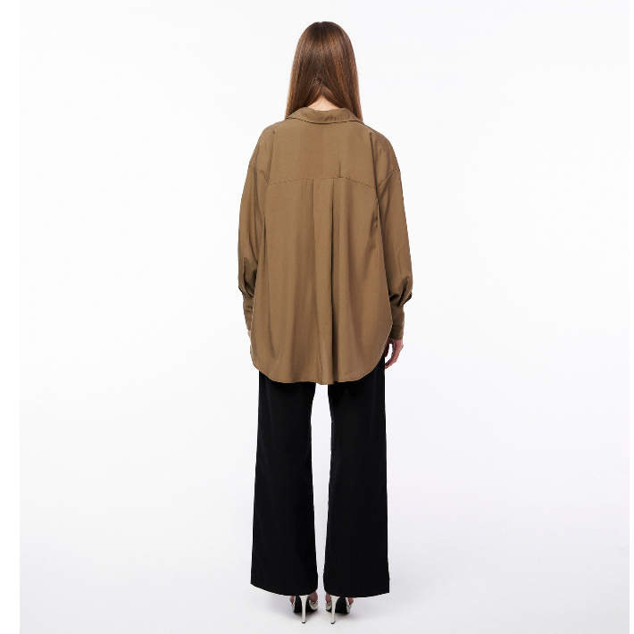 Áo sơ mi nữ tay dài vải kate mềm, là min - OLIVE OVERSIZED SHIRT