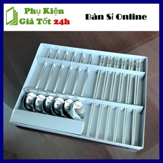 Bộ 12 muỗng đũa ăn cơm inox, hộp 6 muỗng + 6 đôi đũa inox thiết kế sang trọng, sáng bóng cực đẹp giúp trang trí bàn ăn