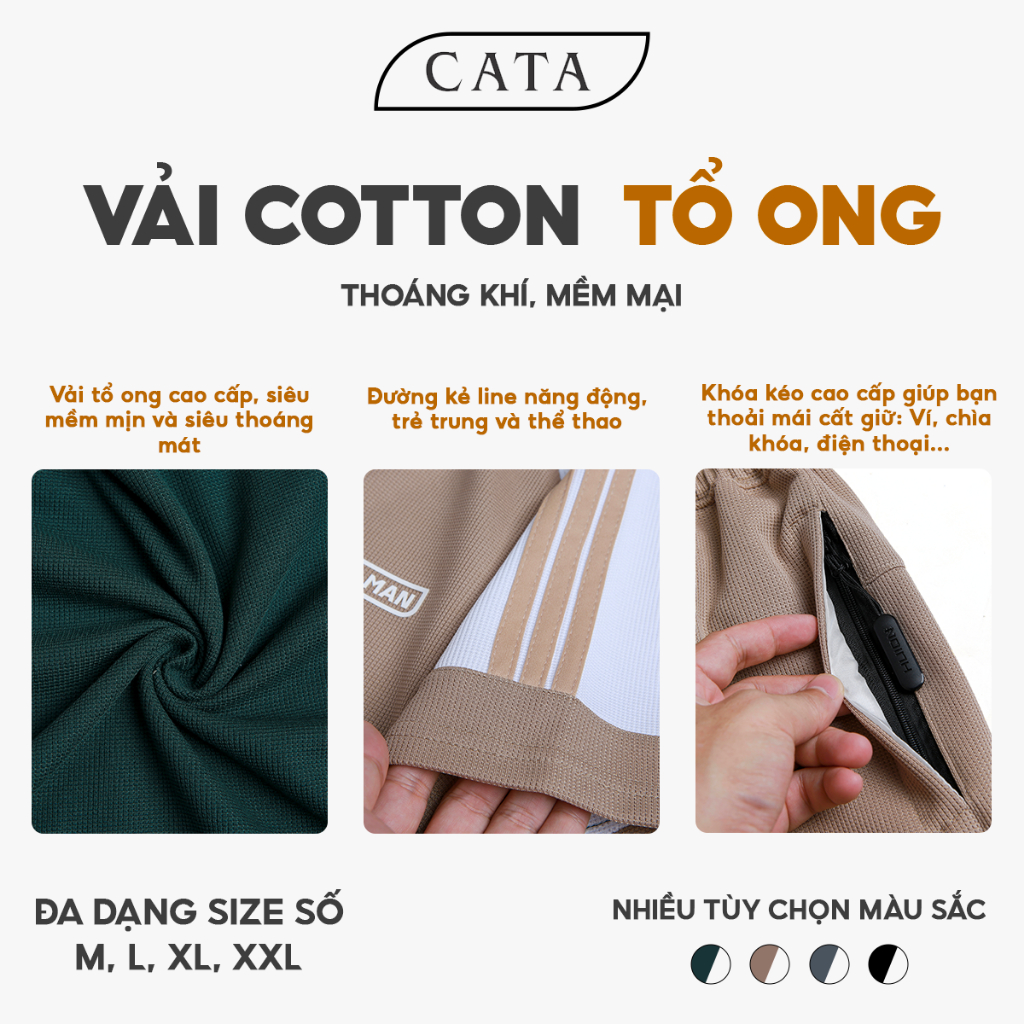 Đồ bộ nam thể thao Cata Collection chất liệu tổ ong mắt nhỏ thấm hút mồ hôi hoạt động thể thao ngoài trời CT17