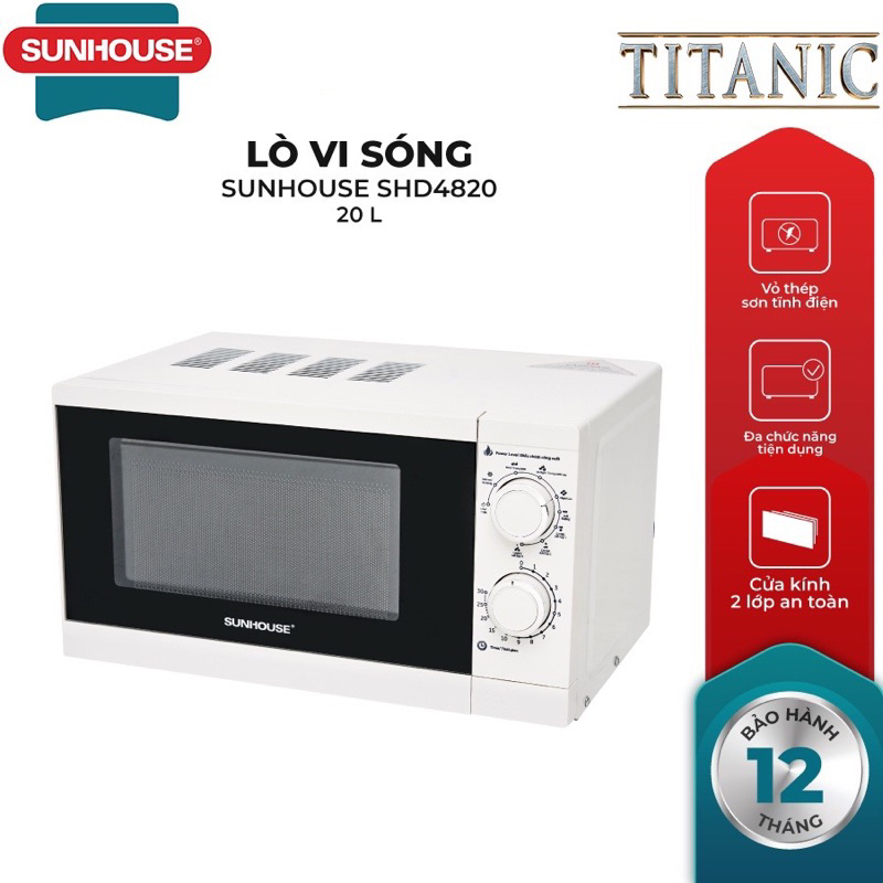 Lò vi sóng 20L SUNHOUSE SHD4820 - Bảo hành chính hãng 12 tháng