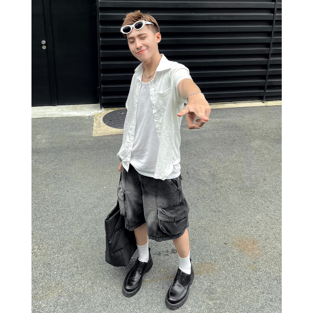 Bad Choices | Quần Shorts Jean túi hộp WASH màu form Unisex