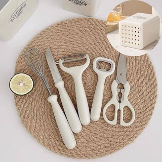 Bộ dụng cụ nhà bếp Korea Kitchen 6 món, bộ dao nhà bếp có kệ cắm kháng khuẩn cao cấp