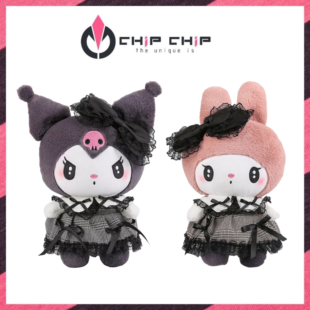 Thú Bông Hoạt Hình Kuromi, Melody Mặc Đầm Đen Cao Cấp