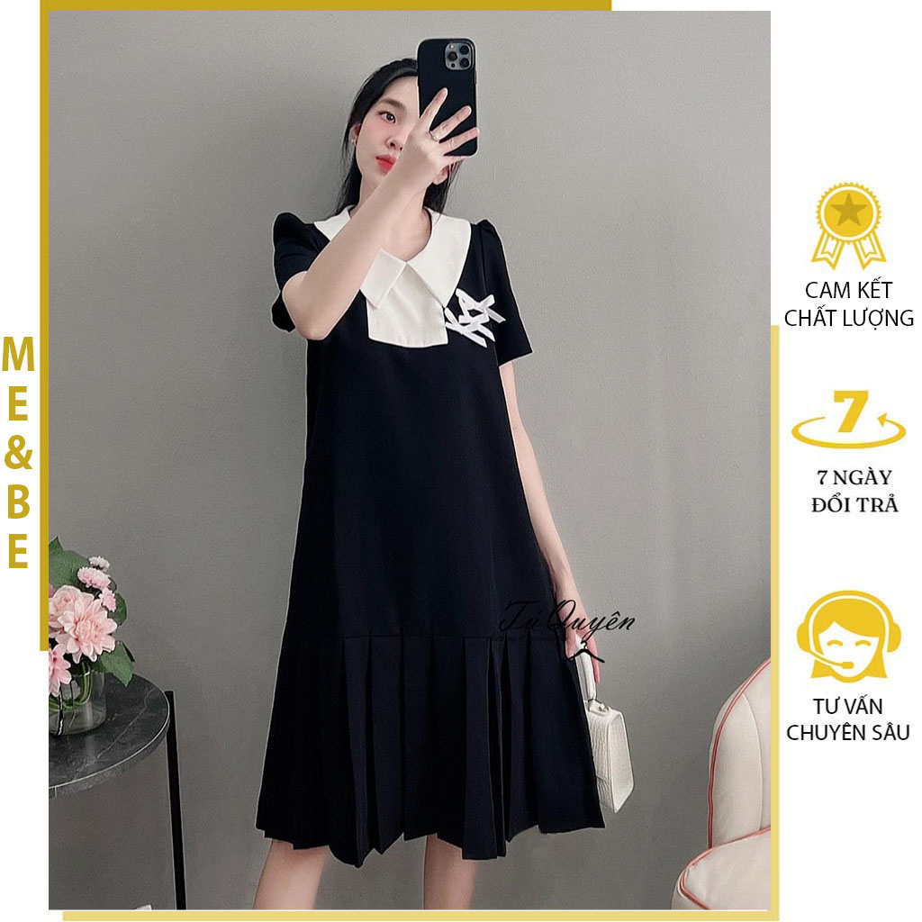 ĐẦM VÁY BẦU THỜI TRANG MÙA HÈ CỔ SƠ MI CHẤT MỀM MÁT DÁNG SUÔNG ĐUÔI CÁ - ĐẦM BẦU BABYDOLL XINH FREESIZE