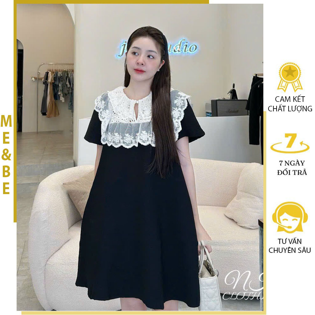ĐẦM VÁY BẦU CÔNG SỞ TIỂU THƯ DỰ TIỆC CỔ REN DÁN SUÔNG DỄ MẶC - ĐẦM BẦU BABYDOLL MÙA HÈ BIGSIZE