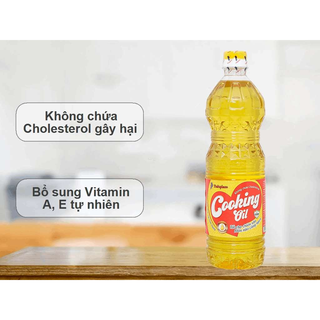 Combo 2 chai  Dầu ăn 100% thực vật tinh luyện từ cây cọ Nakydaco  Cooking Oil (Date 24 tháng