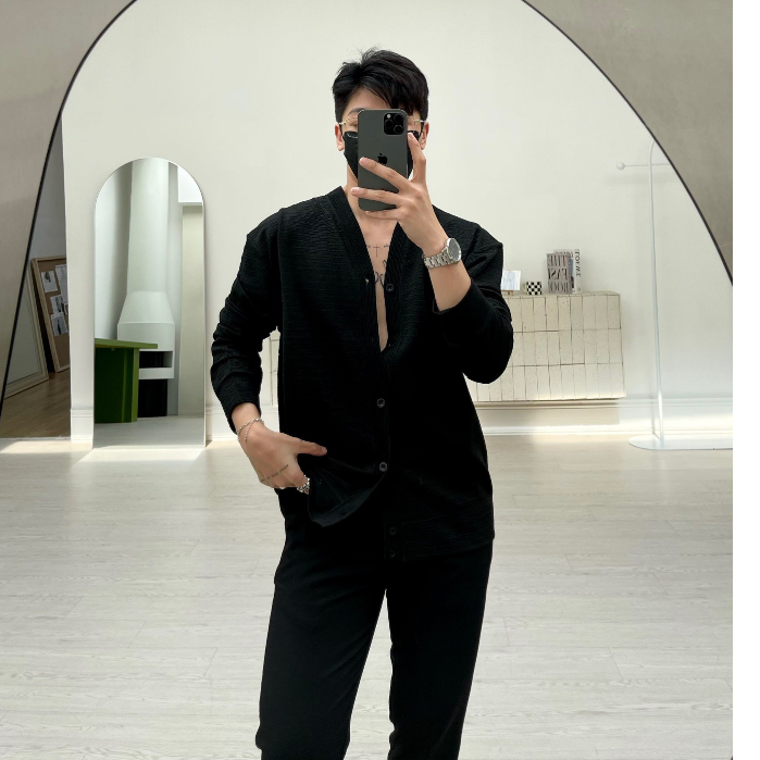 Áo khoác cardigan đen trơn basic unisex