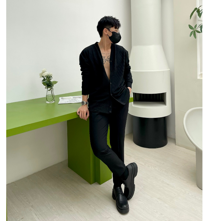 Áo khoác cardigan đen trơn basic unisex