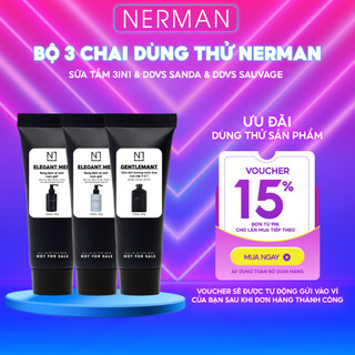 Bộ 3 mẫu dùng thử Nerman-Sữa tắm 3in1&Dung dịch vệ sinh sanda&Dung dịch vệ sinh sauvage