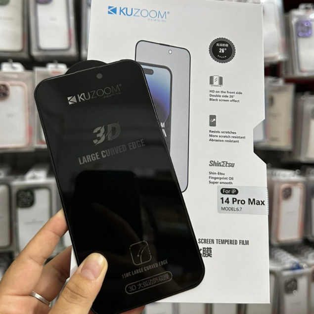 🌟CHÍNH HÃNG🌟Kính Cường lực KUZOOM 2IN1 Nhám Chống Bám Vân Tay kiêm Chống Nhìn Trộm Dành cho IPhone 12 13 14 PRO MAX