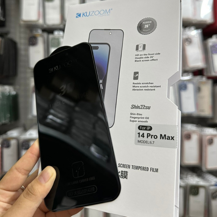 🌟CHÍNH HÃNG🌟Kính Cường lực KUZOOM 2IN1 Nhám Chống Bám Vân Tay kiêm Chống Nhìn Trộm Dành cho IPhone 12 13 14 PRO MAX