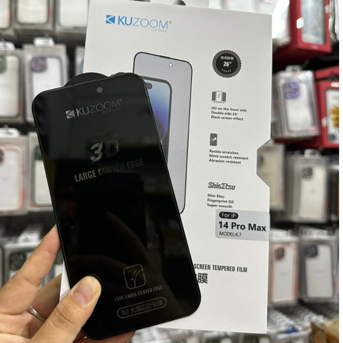 🌟CHÍNH HÃNG🌟Kính Cường lực KUZOOM 2IN1 Nhám Chống Bám Vân Tay kiêm Chống Nhìn Trộm Dành cho IPhone 12 13 14 PRO MAX