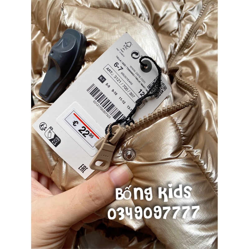 Áo Phao Bé Gái Metallic ZR