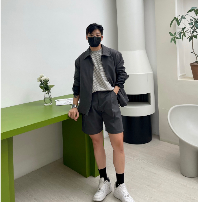 Áo khoác jacket kaki xám đứng form