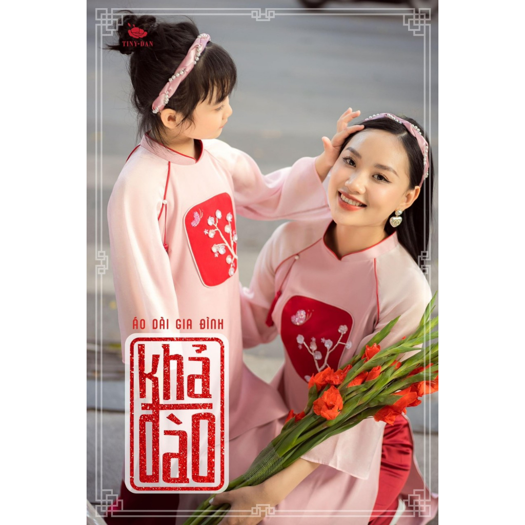 Áo dài cách tân gia đình Nghinh Xuân chất liệu tafta cao cấp - AN09