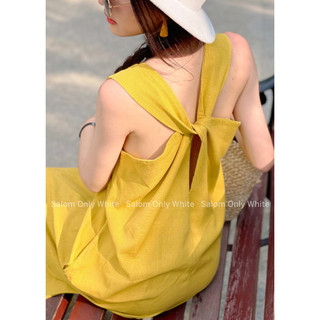 Đầm maxi linen xoắn lưng salom - hana dress