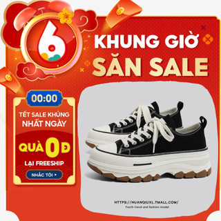 Giày convers_canvas cổ thấp, giày thể thao nữ cv trắng đen tăng chiều cao 2023