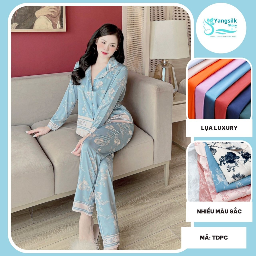 Đồ ngủ nữ Sam luxury tay dài quần dài pijama lụa cao cấp mềm mịn mươt, sang chảnh chuẩn phom dáng không nhăn