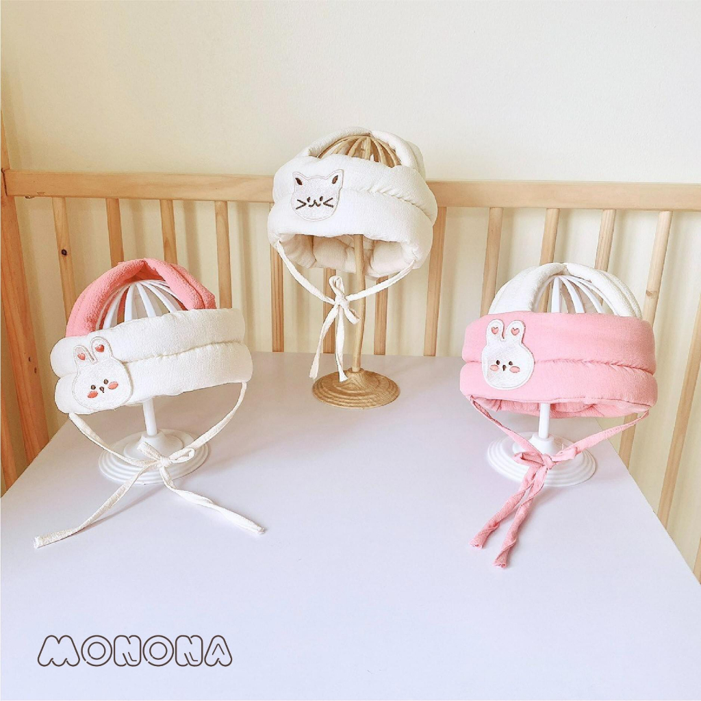 Mũ bảo vệ đầu monona cho bé tập đi có dây buộc bé trai bé gái