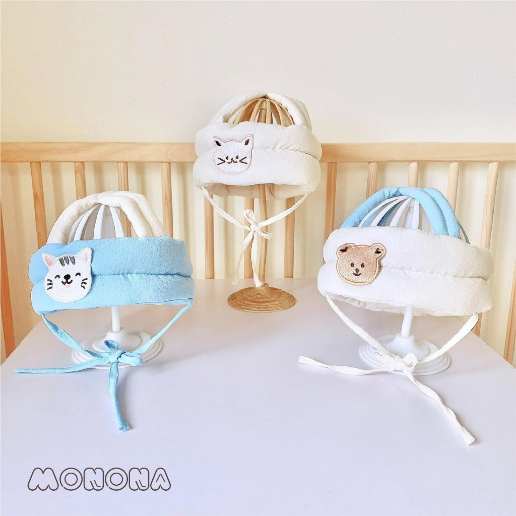 Mũ bảo vệ đầu monona cho bé tập đi có dây buộc bé trai bé gái