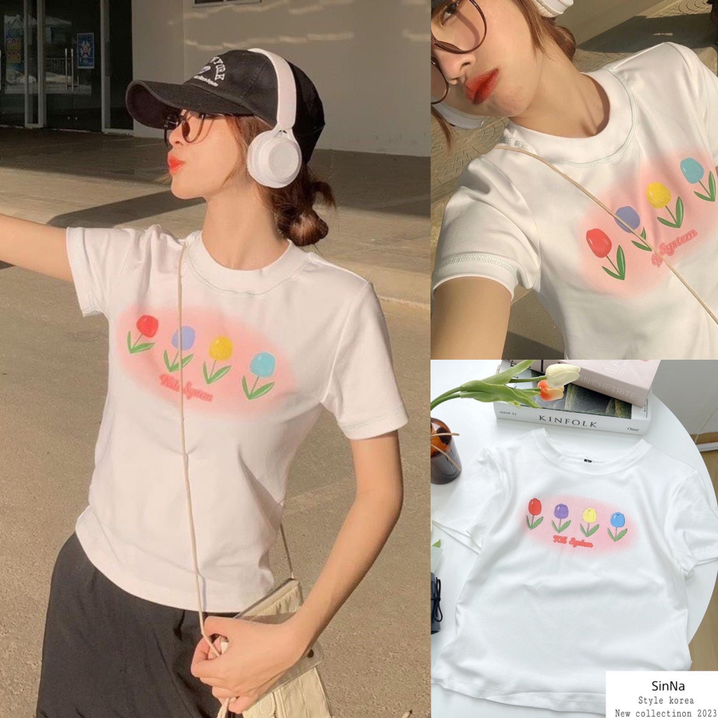 Áo babytee 4 hoa trắng cực Hot 045 p13k12