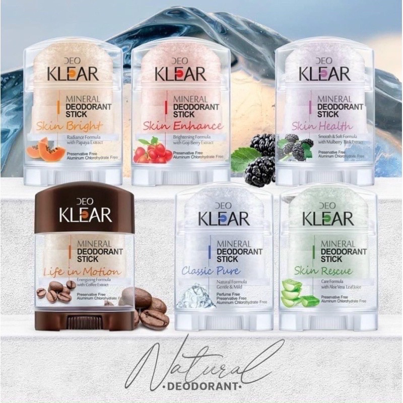 LĂN ĐÁ KHOÁNG THÁI LAN DEO KLEAR MINERAL DEODORANT STICK 70Gr