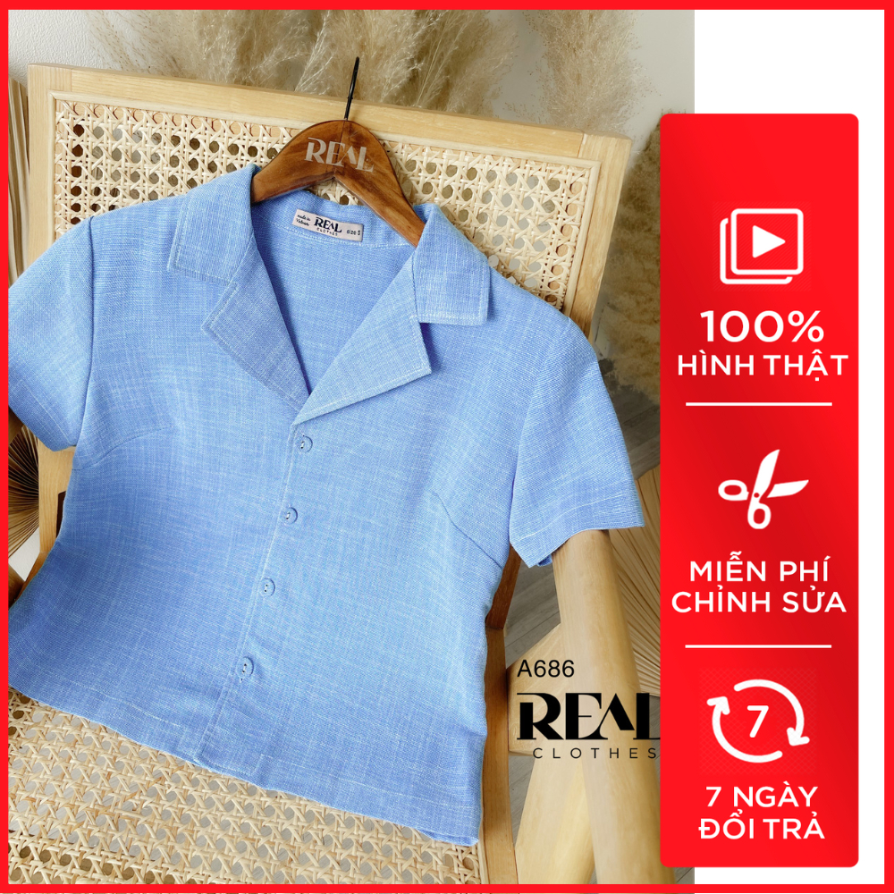 Áo Cổ Ve Xanh Blue_REAL