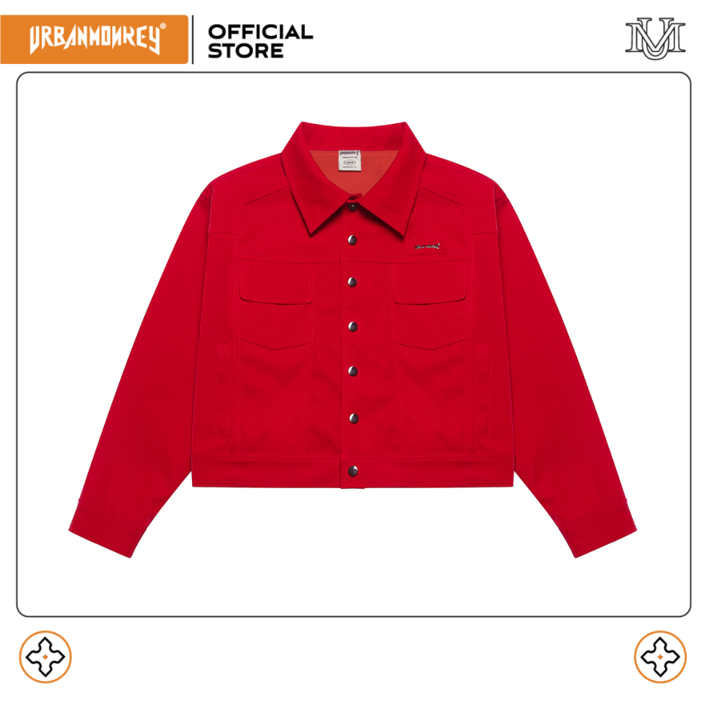 Áo Khoác Nam Unisex Urban Monkey Leather Crop Jacket Red Chất Liệu Da Cán Pu Chống Nước Form Crop Trendy 2023