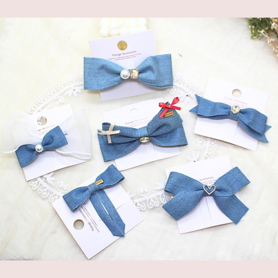 Ruy băng bò, demin dùng là nơ kẹp tóc, nơ trang trí...