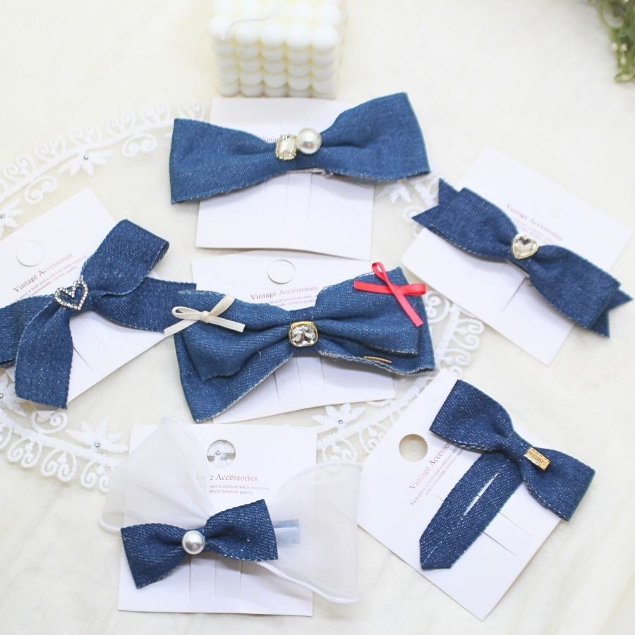 Ruy băng bò, demin dùng là nơ kẹp tóc, nơ trang trí...