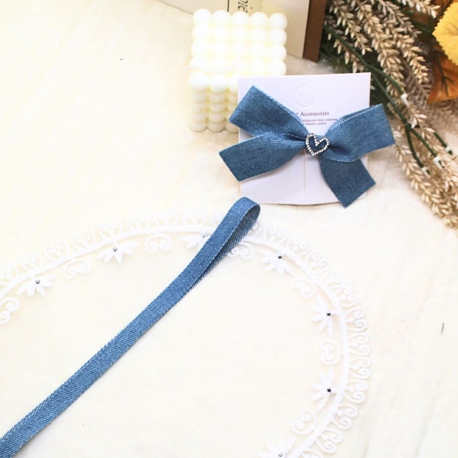 Ruy băng bò, demin dùng là nơ kẹp tóc, nơ trang trí...