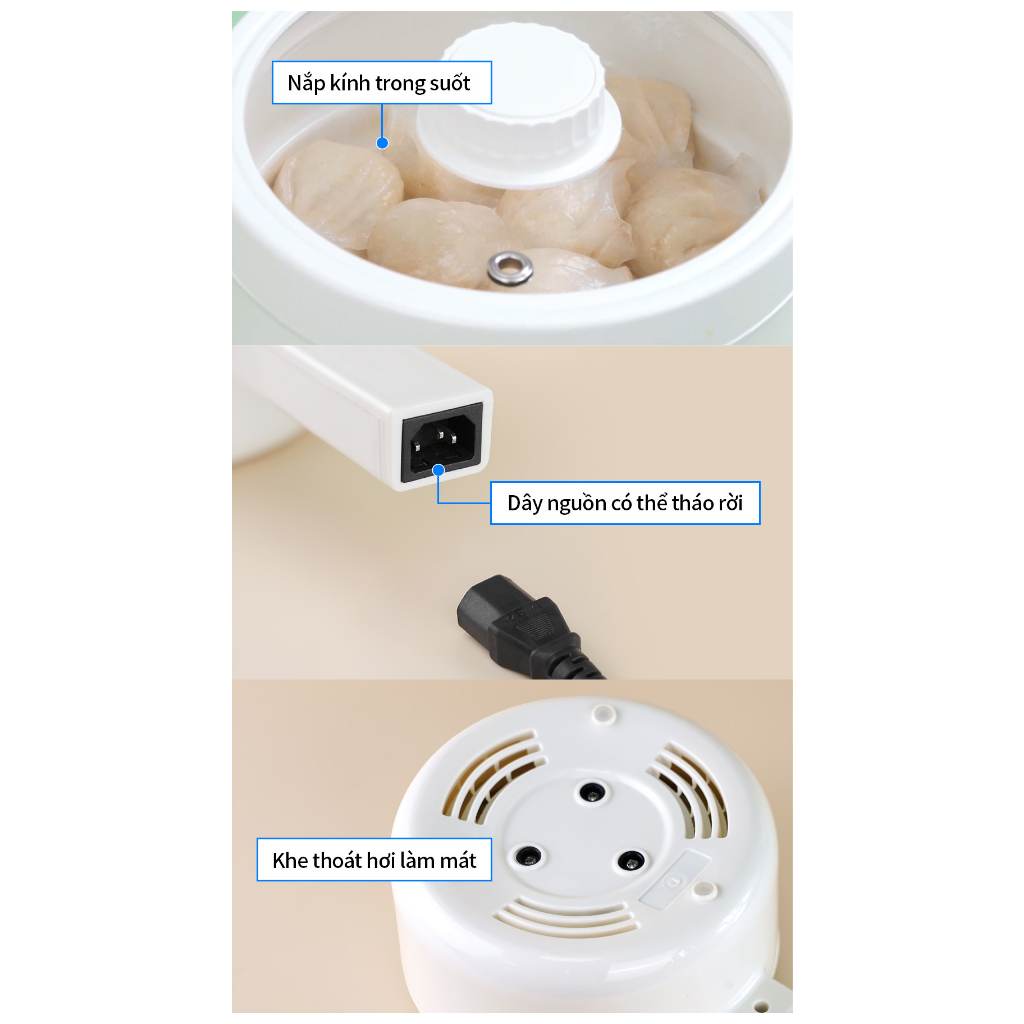 Nồi điện đa năng LocknLock 1.5L EJP436IVY Electric Multi Pot - Hàng chính hãng, có Khay hấp chống dính, tay cầm - K-MALL