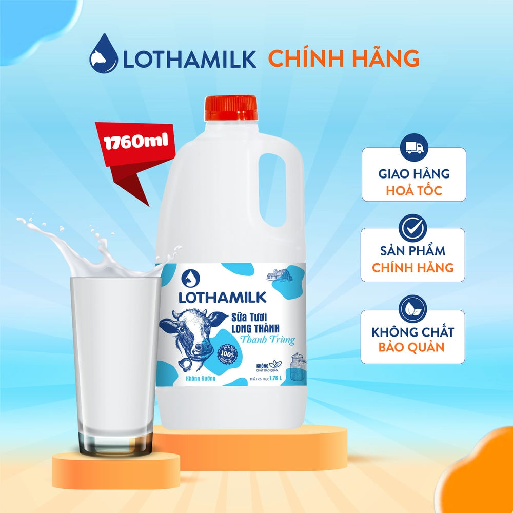 Sữa tươi thanh trùng Lothamilk chai 1760ml