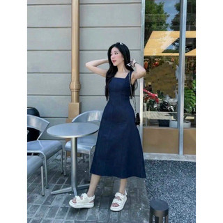ĐẦM MIDI JEANS HAI DÂY (KÈM VIDEO HÌNH THẬT)