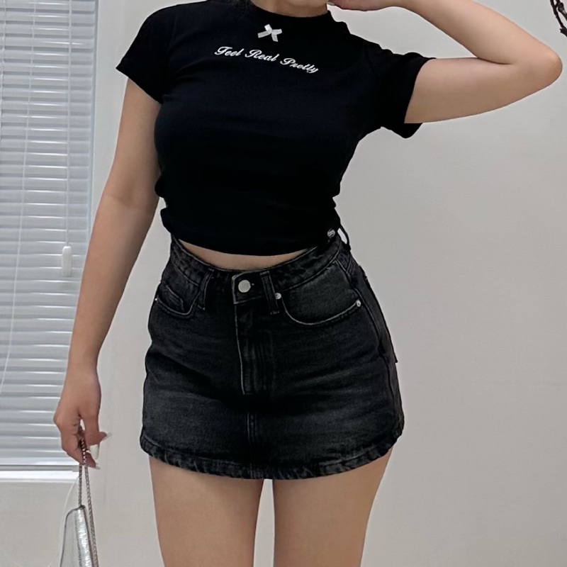 QUẦN VÁY lưng cao dáng chữ A, phong cách đường phố