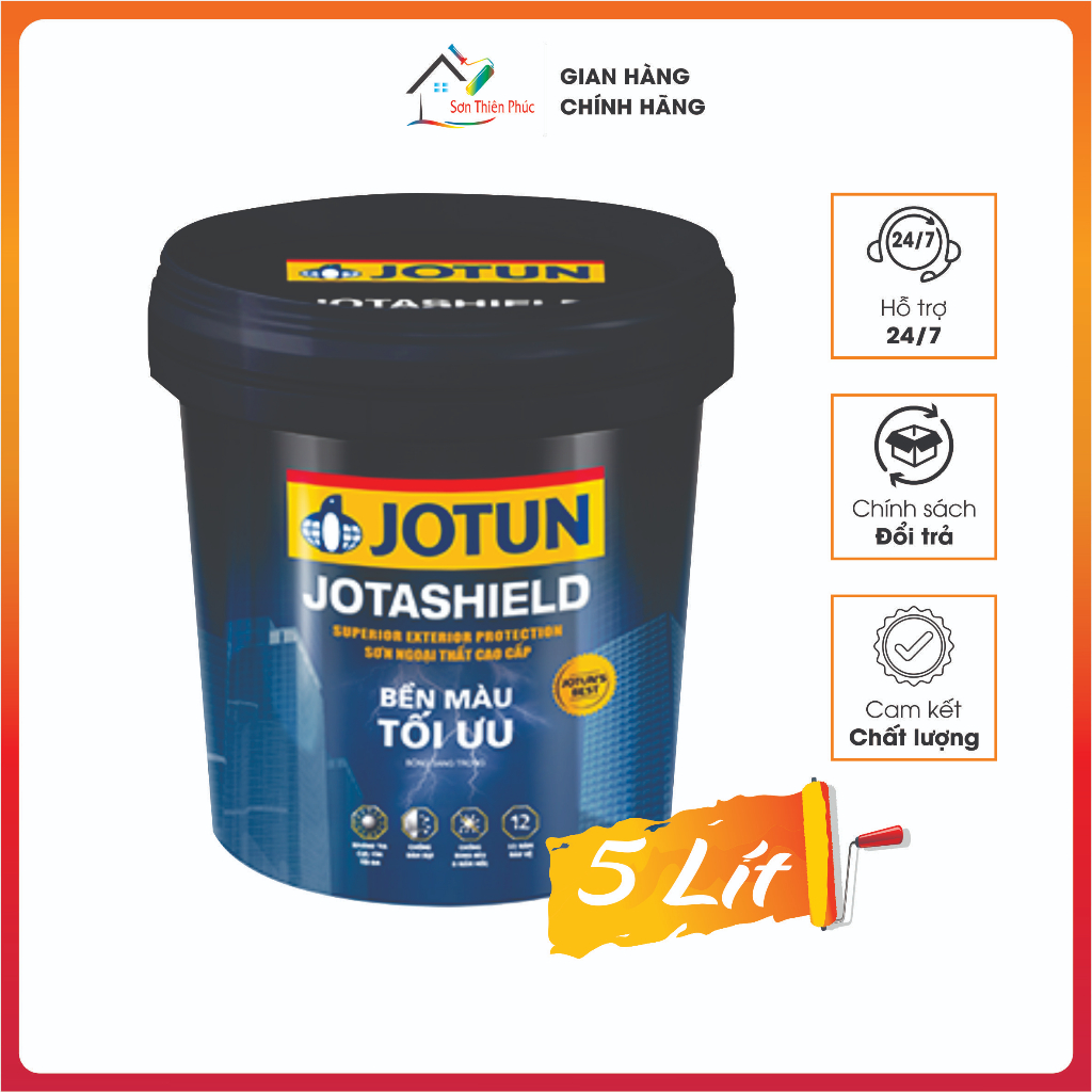 Sơn nước ngoại thất Cao Cấp Jotun JOTASHIELD. Bền màu tối ưu (5lit) có độ bền màu lên tới 12 năm