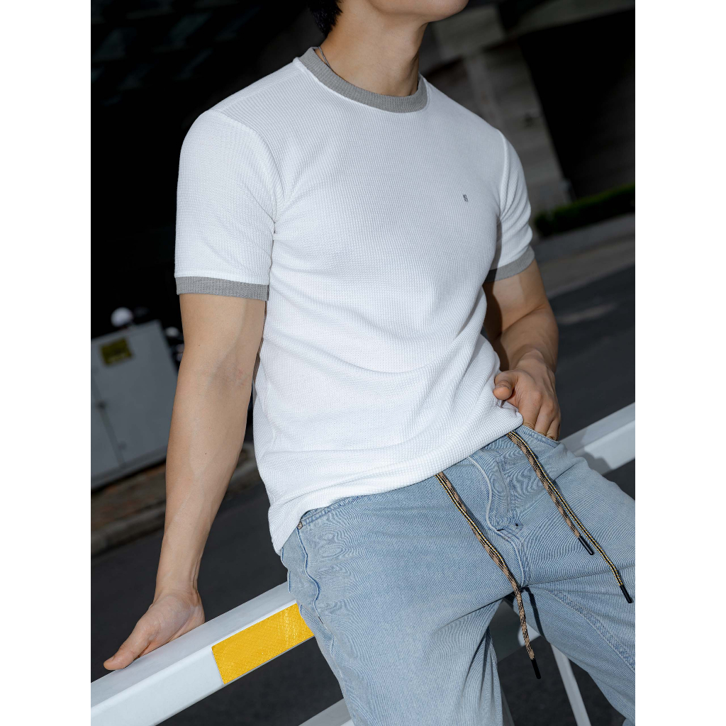 Áo Thun Nam Color Rib Collab, Chất Vải Cotton Tổ Ong Thoải Mái, AT0060, SOMEHOW