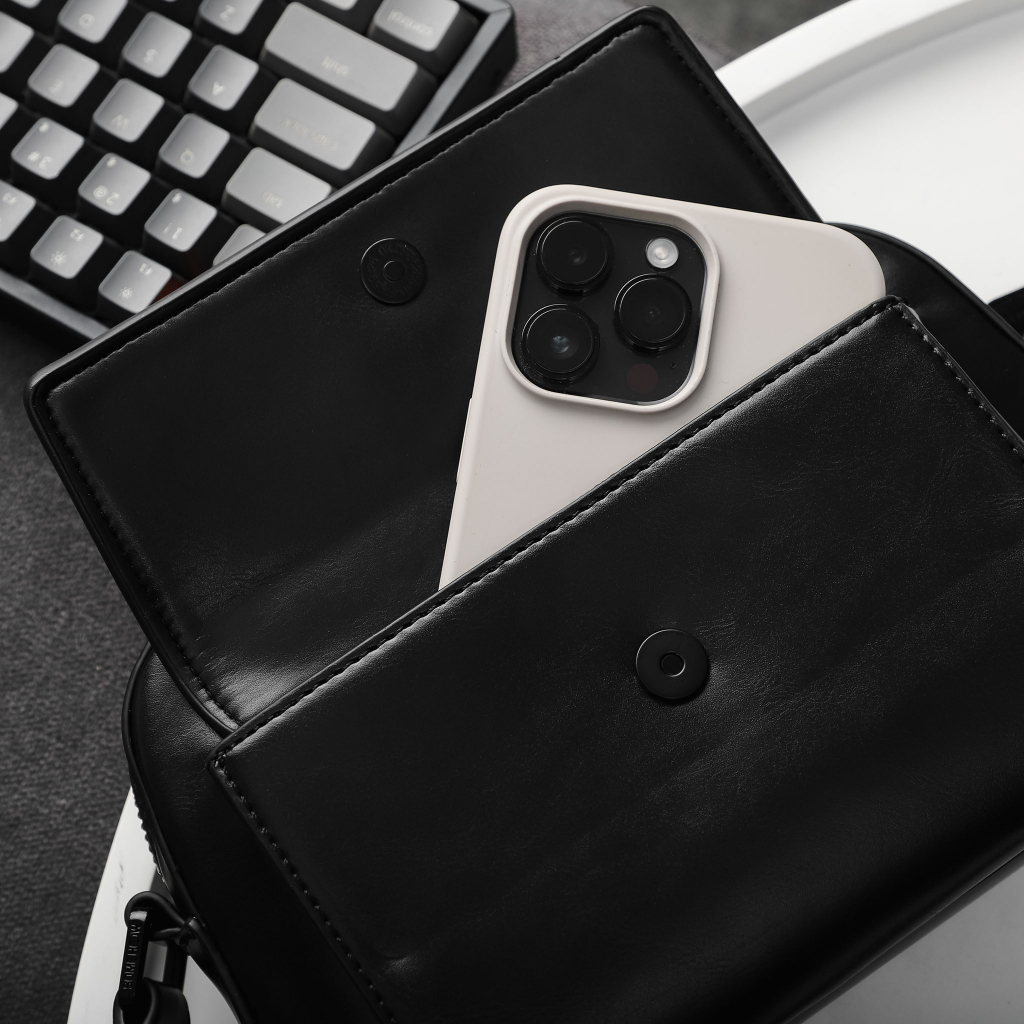 Túi Đeo Nam Casual Crossbody Black, Chất Liệu Da PU, TU0002, SOMEHOW