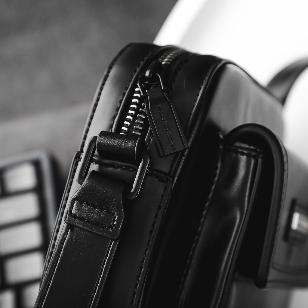 Túi Đeo Nam Casual Crossbody Black, Chất Liệu Da PU, TU0002, SOMEHOW