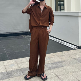 Quần ống suông cotton lụa form rộng
