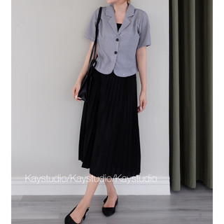 [KAYSTUDIO] BLAZER CROP CARO KẺ